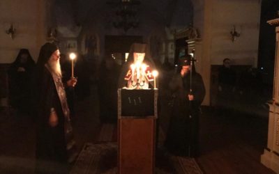 Чтение Великого покаянного канона совершается в Коневском монастыре