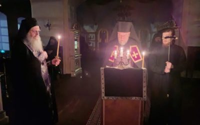 В Коневском Рождество-Богородичном монастыре совершается чтение Великого канона прп.Андрея Критского